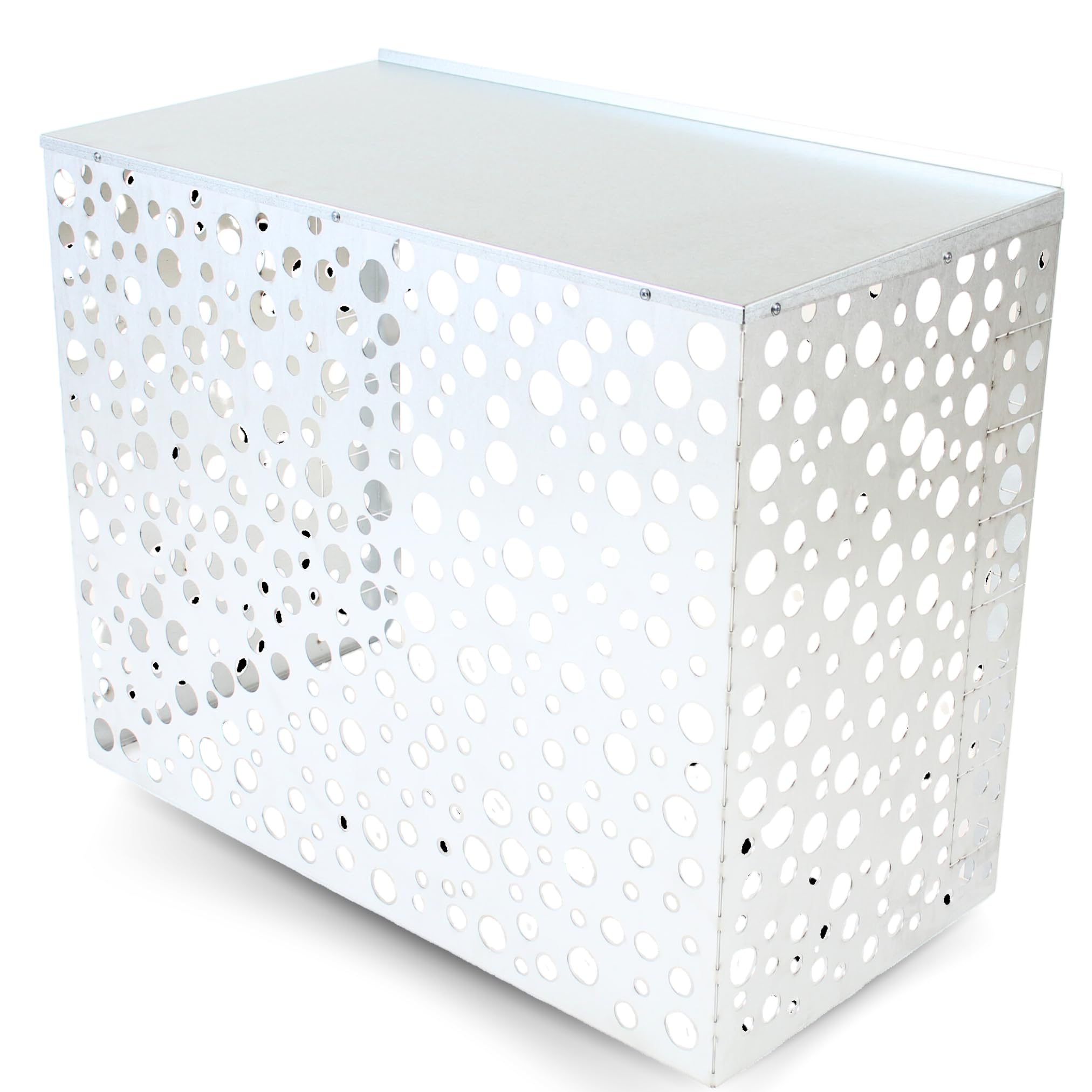 Wärmepumpen- und Klimaanlagenabdeckung, verzinkt | Wetterfester verzinkter Stahl, pulverbeschichtet; 104 x 76,3 x 47 cm, mit verstellbaren Metallfüßen