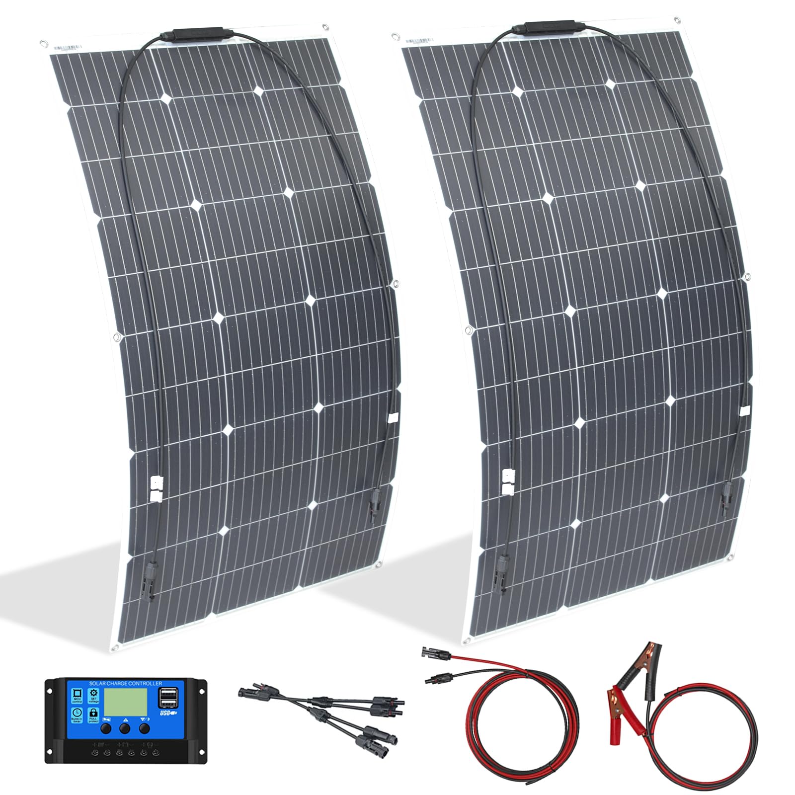 200W 12V24V Flexibles Solarmodul Kit Ideal für Camping Boote Wohnmobile