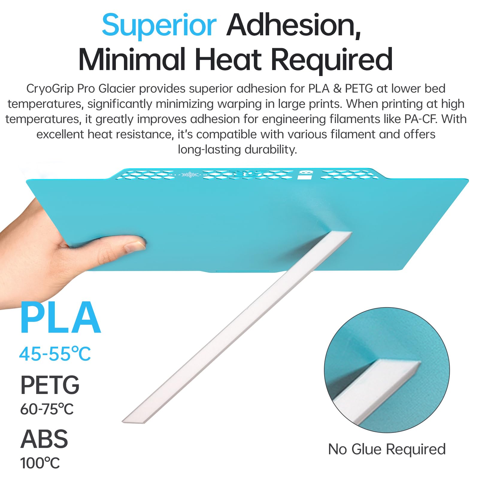BIQU CryoGrip Pro Glacier Panda płyta do drukarek 3D Bambu-Lab P1S P1P X1C X1E A1, dwustronna, drobno teksturowana blacha ze stali sprężynowej, mocna przyczepność, 257 x 257 mm, 1 sztuka