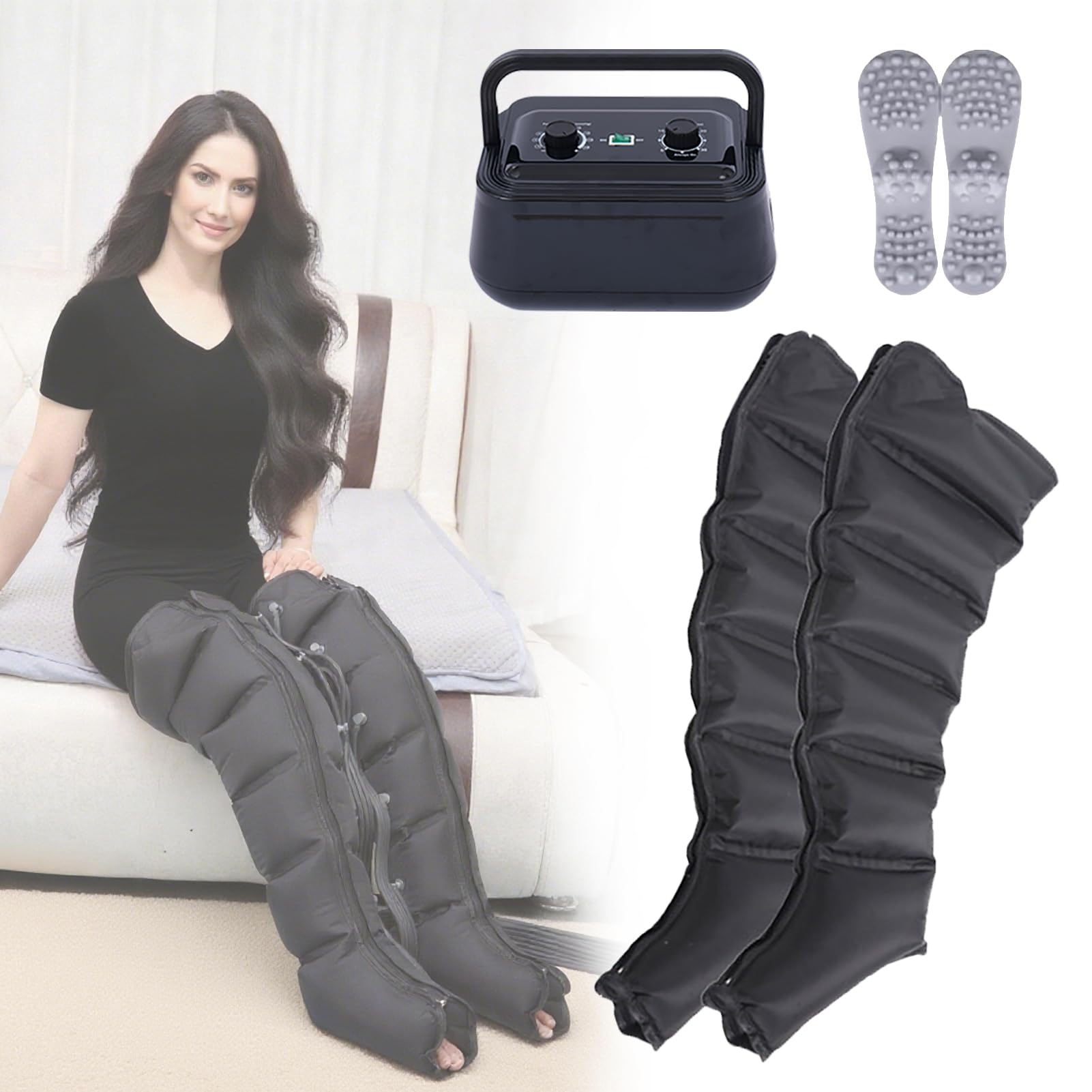 Massaggiatore elettrico a compressione d'aria a 6 cavità, strumento per il rilassamento di tutto il corpo, vita, braccia e gambe, allevia il dolore alle gambe con drenaggio linfatico, miglio