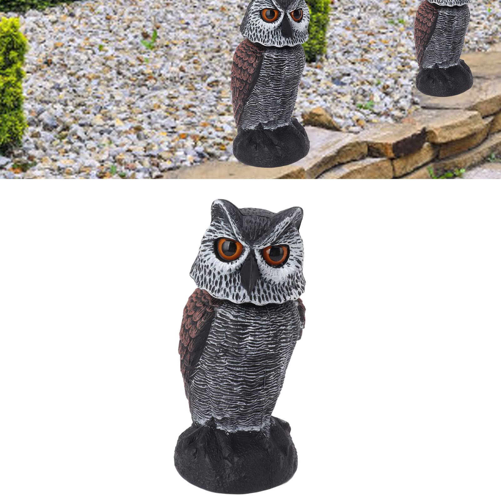 Statue Chouette Extérieur – Résine Réaliste, Expression Intense, Décoration Jardin & Dissuasion Oiseaux