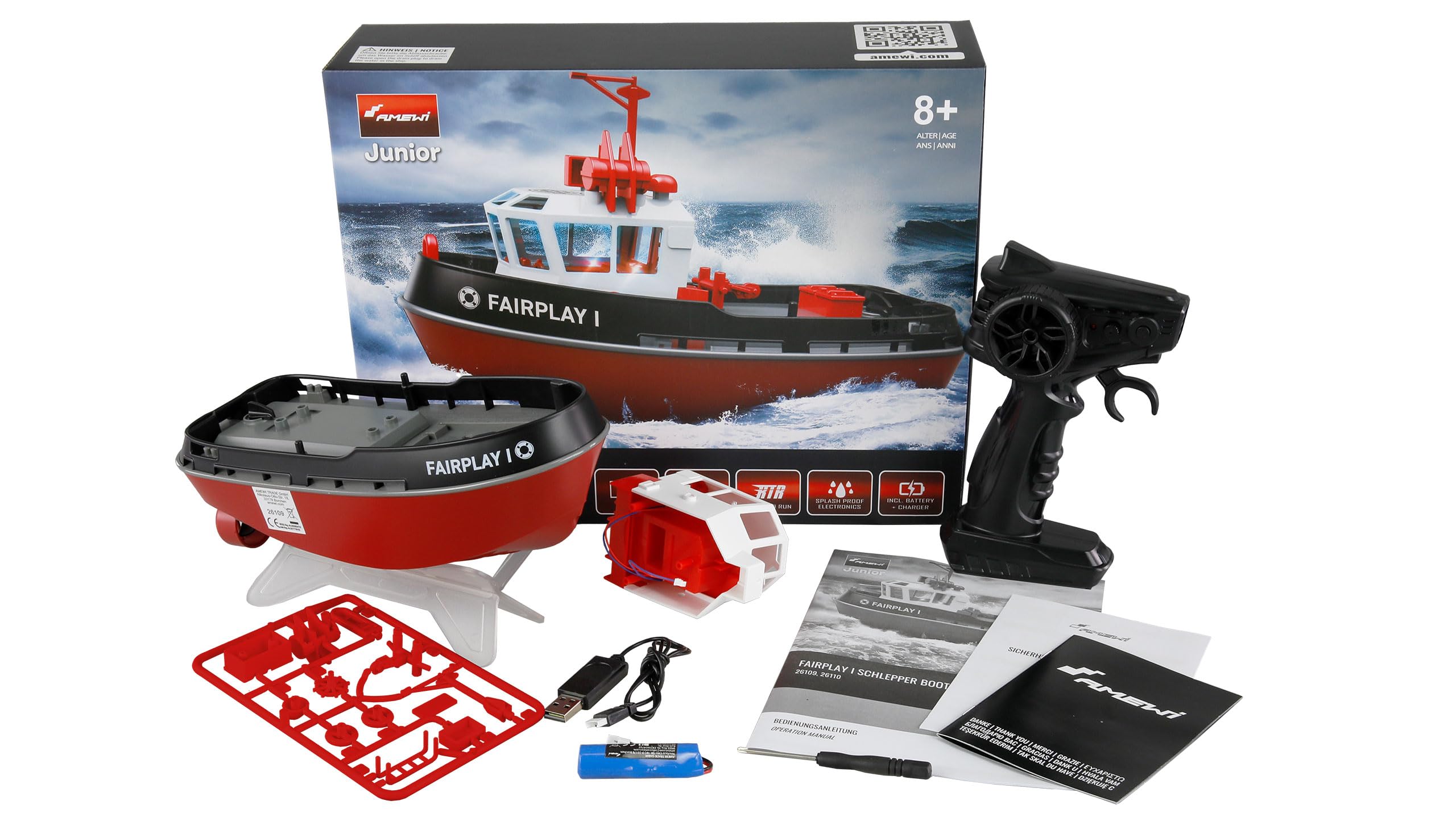 Amewi Fairplay I Tug Boat 15 km/h 1:72 RTR Black