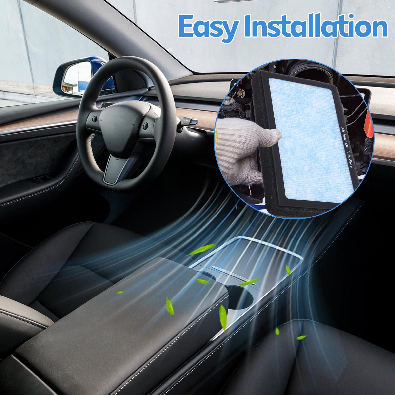 Lot de 4 accessoires de filtre à air d'habitacle, filtre HEPA de rechange avec charbon actif premium, structure de filtration en 4 étapes pour modèle 3 2016-2025 modèle Y 2020-2025