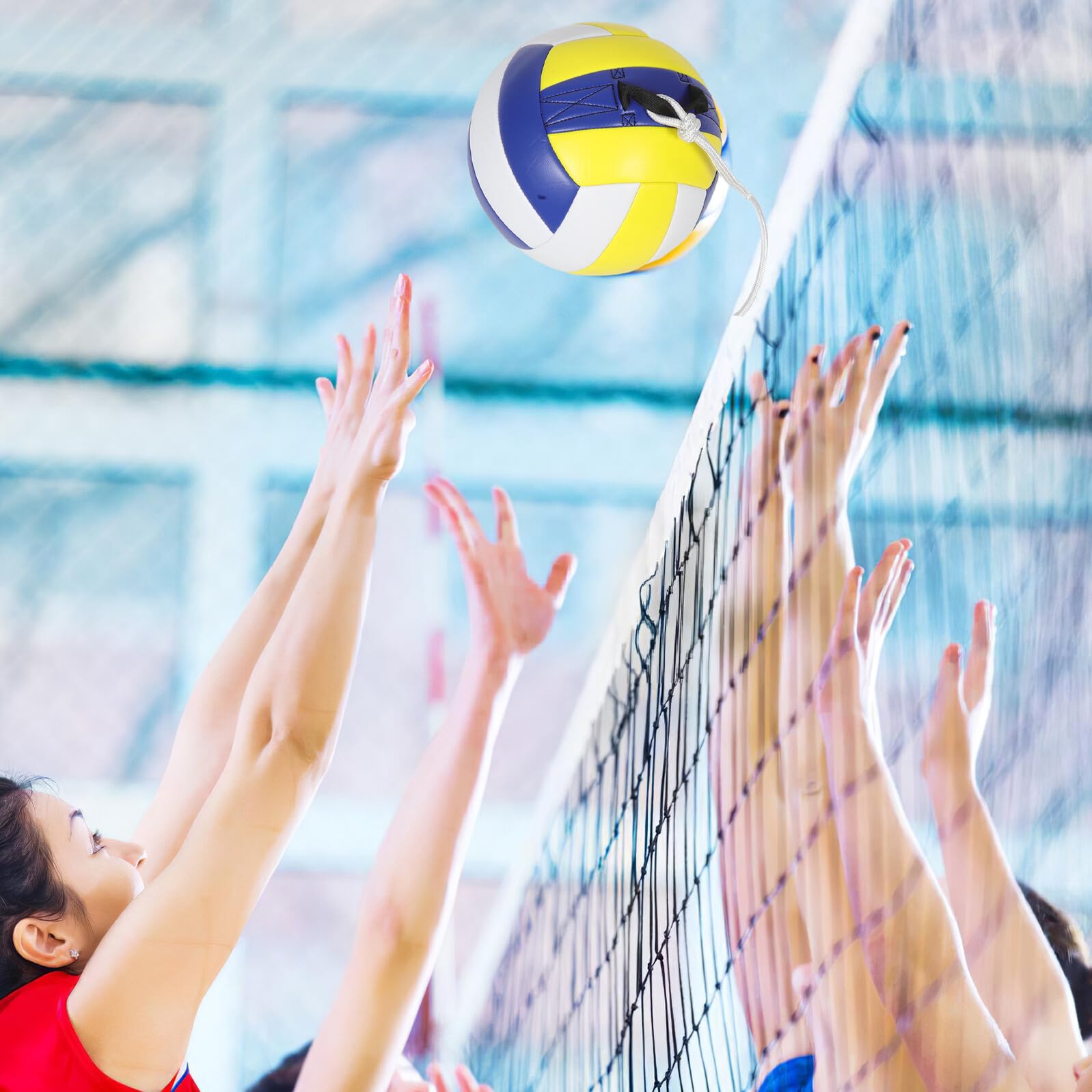 Healvian Entrenador de Remates de Voleibol con Cuerda, Pelota de Práctica Estándar Oficial de Tamaño Regulado, Material para Entrenamiento Silencioso y Seguro, Balón de Voleibol