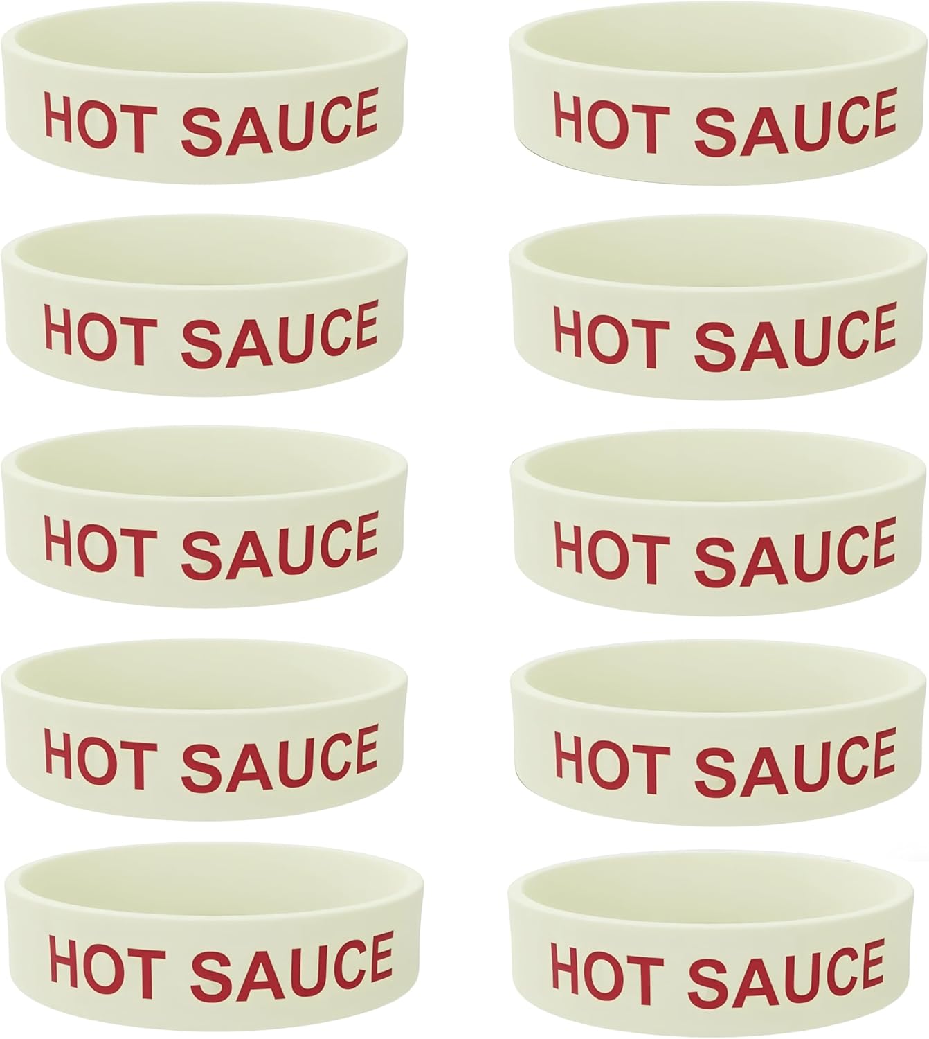 Hot Sauce Dressing Label Band - Silicone Squeeze Bottle Label for 16oz, 20oz, 24oz, 32oz Hot Sauce Squirt Bottle Containers - Colored Printed Food Labels for Restaurant, Food Truck (10)