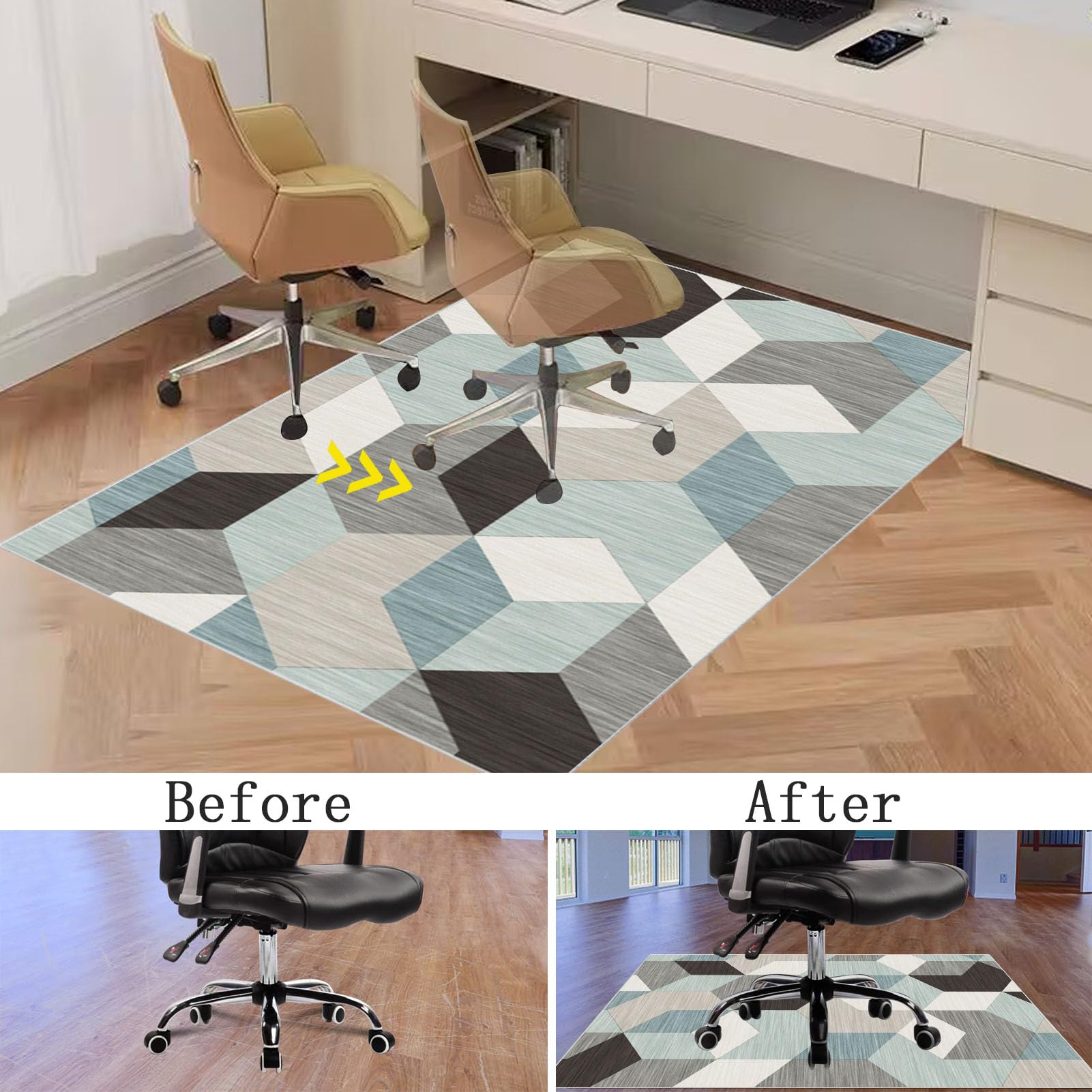 70 x 100 cm Heavy Duty Office Chair Mat for Carpeted Floor Computer Gaming Desk Chair Mat for Carpet Hard Floor Protector Mat for Rolling Chair Carpet Protector Chair Mat Floor Mat for Office Chair - Image 4
