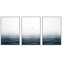 SIGNWIN 3 Piece Framed Canvas Wall Art Sea Level Landscape Canvas Prints Home Artwork Decoration for Living Room,Bedroom - 16