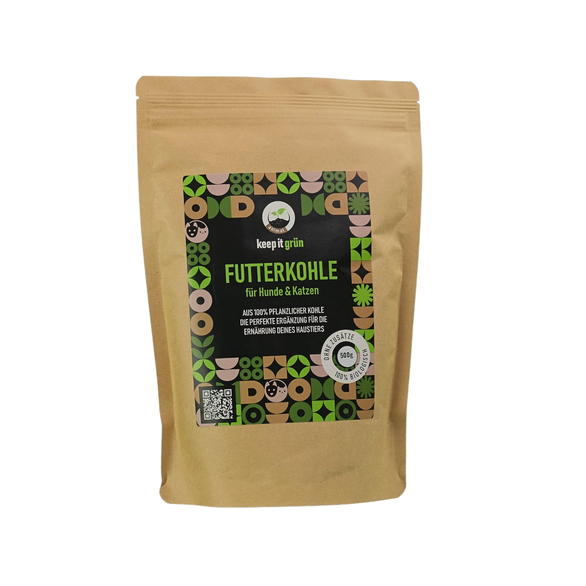Futterkohle für Hunde (500g) – ohne Zusätze | von keep it grün | perfekte Körnung zur Futterbeigabe | kann Schad- und Giftstoffe binden | rein pflanzlich
