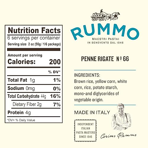 Miniatura 2 de Rummo Penne Rigate N.66 - Pasta sin gluten, hecha con maíz y arroz, fideos de pasta Penne, pasta de Italia, 12 onzas (paquete de 5)