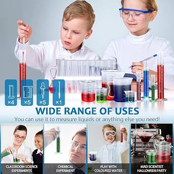 moveland Upgraded Plastic Graduated Cylinders and Beakers, 10-1000ml 15PCS
