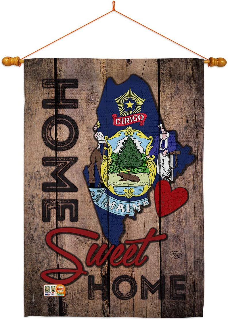 State Maine Home Sweet House Flag Americana States USA American Territories Republic Country Particular Area Small Decorative Gift Yard Banner Made In 28 X 40