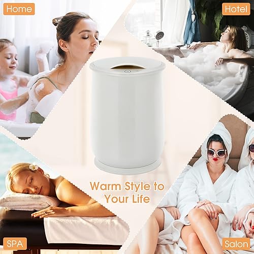 Vista 17 de Tangkula Cubo calentador de toallas de 21 litros para baño, calentador de toallas grande con tapa abatible, apagado automático en 60 minutos, se