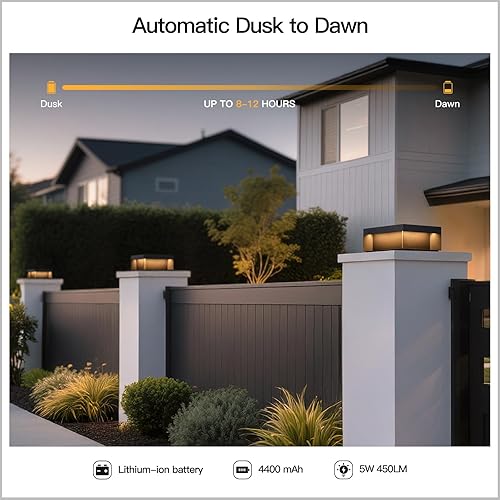 Miniatura 3 de Luz solar de poste de 11.8 pulgadas, luces de pilar modernas para exteriores, impermeable, 3000 K, lámpara LED de columna de puerta de patio,