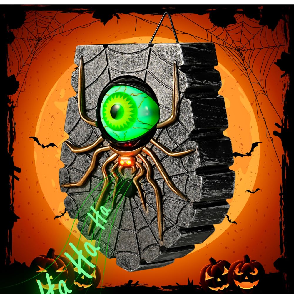 TRIXES Halloweenowy dzwonek do drzwi, nawiedzona gałka oczna - przerażający świecący dzwonek do drzwi