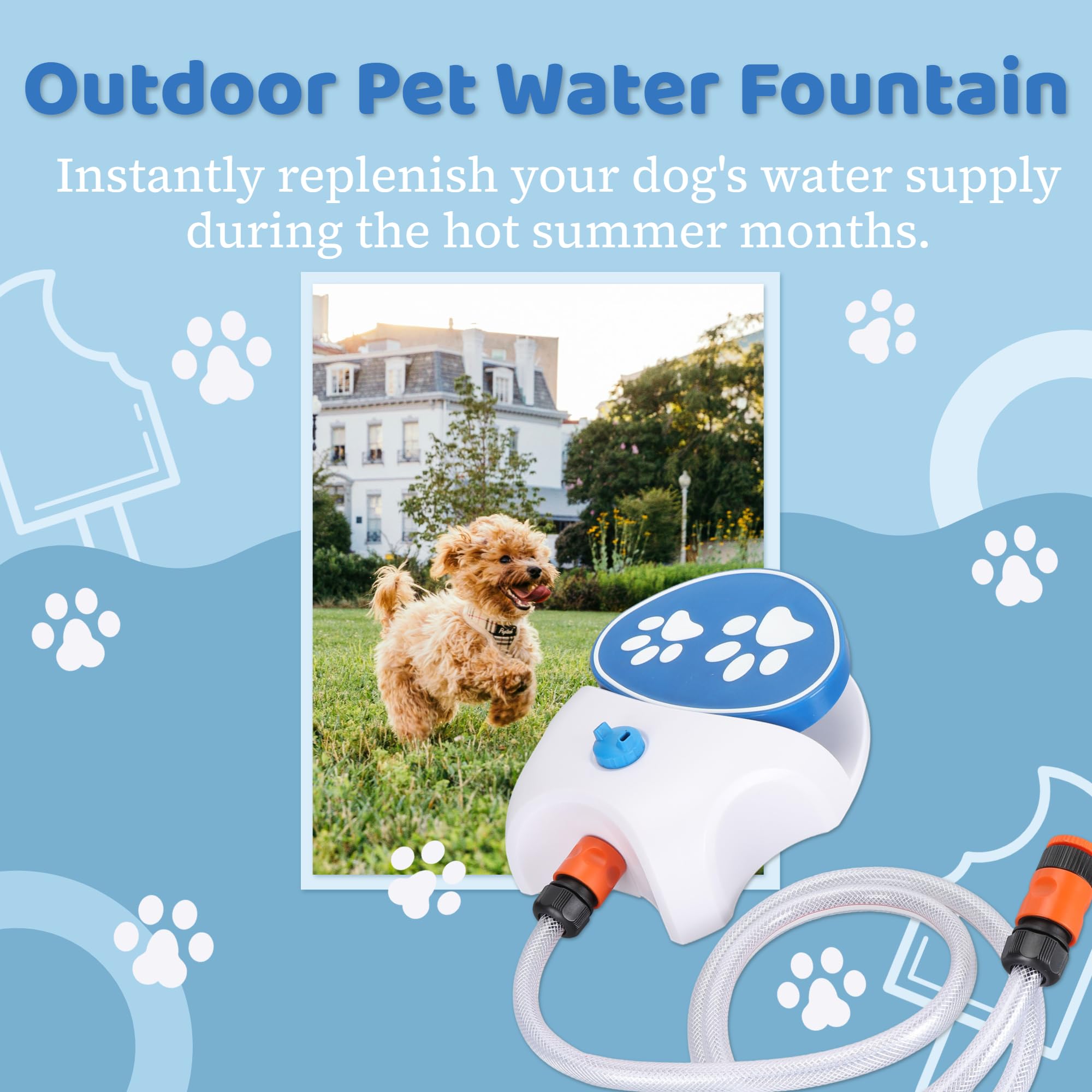 Gugxiom Fontana da esterno per animali domestici, fontana per cani con funzione di pedale, erogatore di acqua per cani, di erogazione dell'acqua per zampe per acqua fresca
