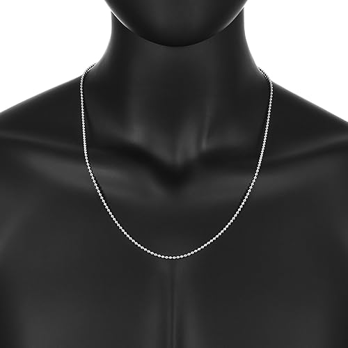 Miniatura 4 de 1mm-5mm Solid .925 Sterling Silver Ball Military Chain Necklace or Bracelet