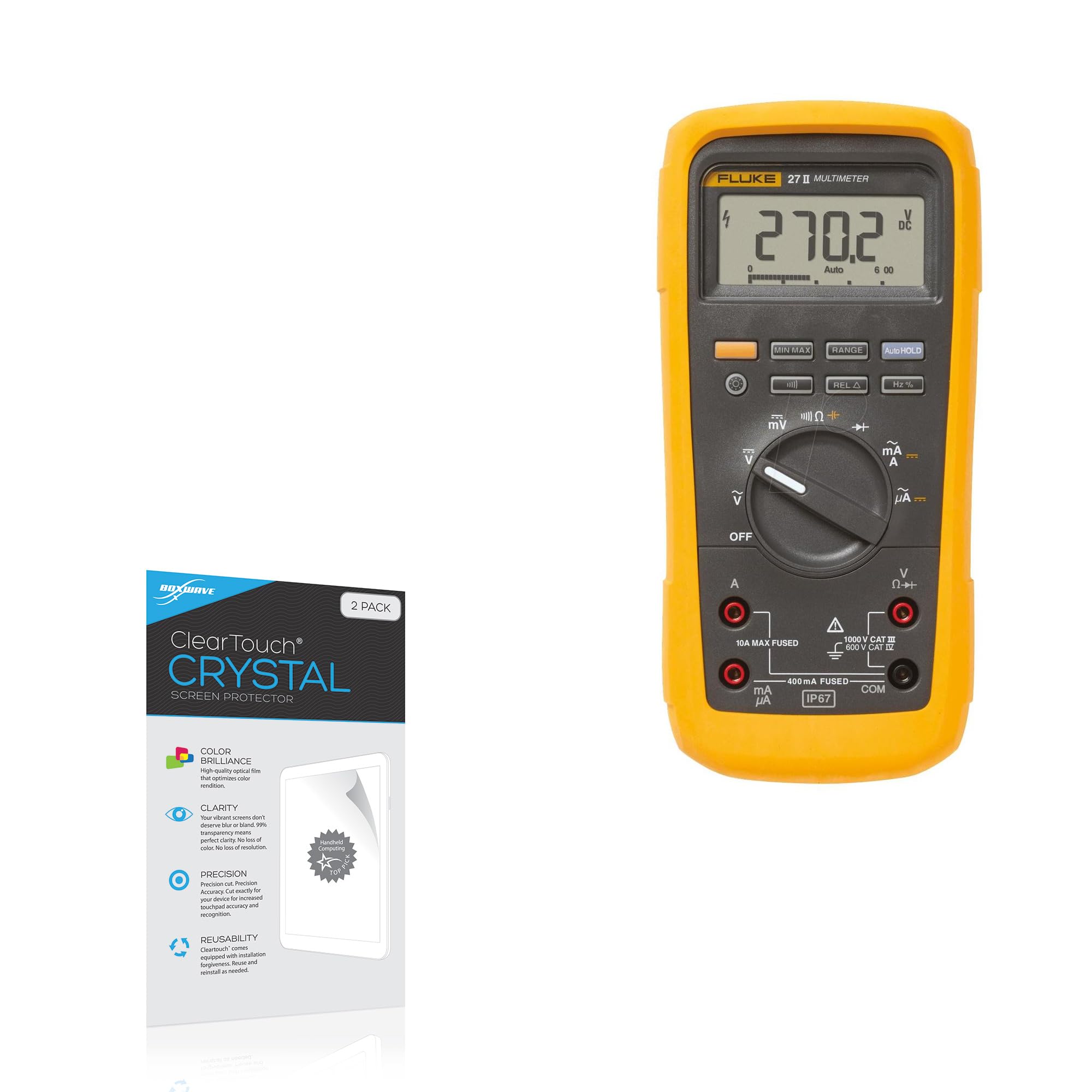 BoxWave Screen Protector Compatible with Fluke 27 II - ClearTouch Crystal (2-Pack), HD Film Skin - Shields from Scratches