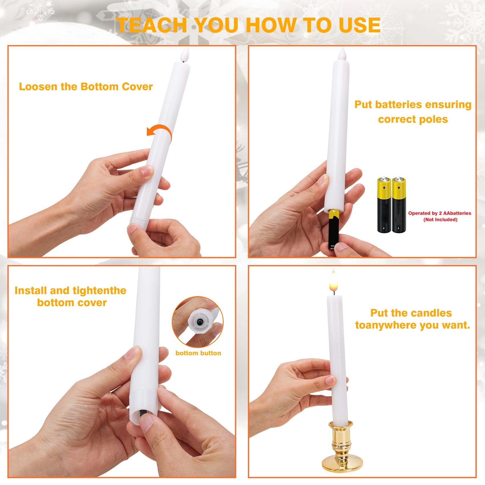 Candele a LED senza fiamma con timer remoto, 10 pezzi, a batteria, tremolanti, con portacandele oro rimovibili, ottimo regalo per Natale, matrimonio, casa, cena