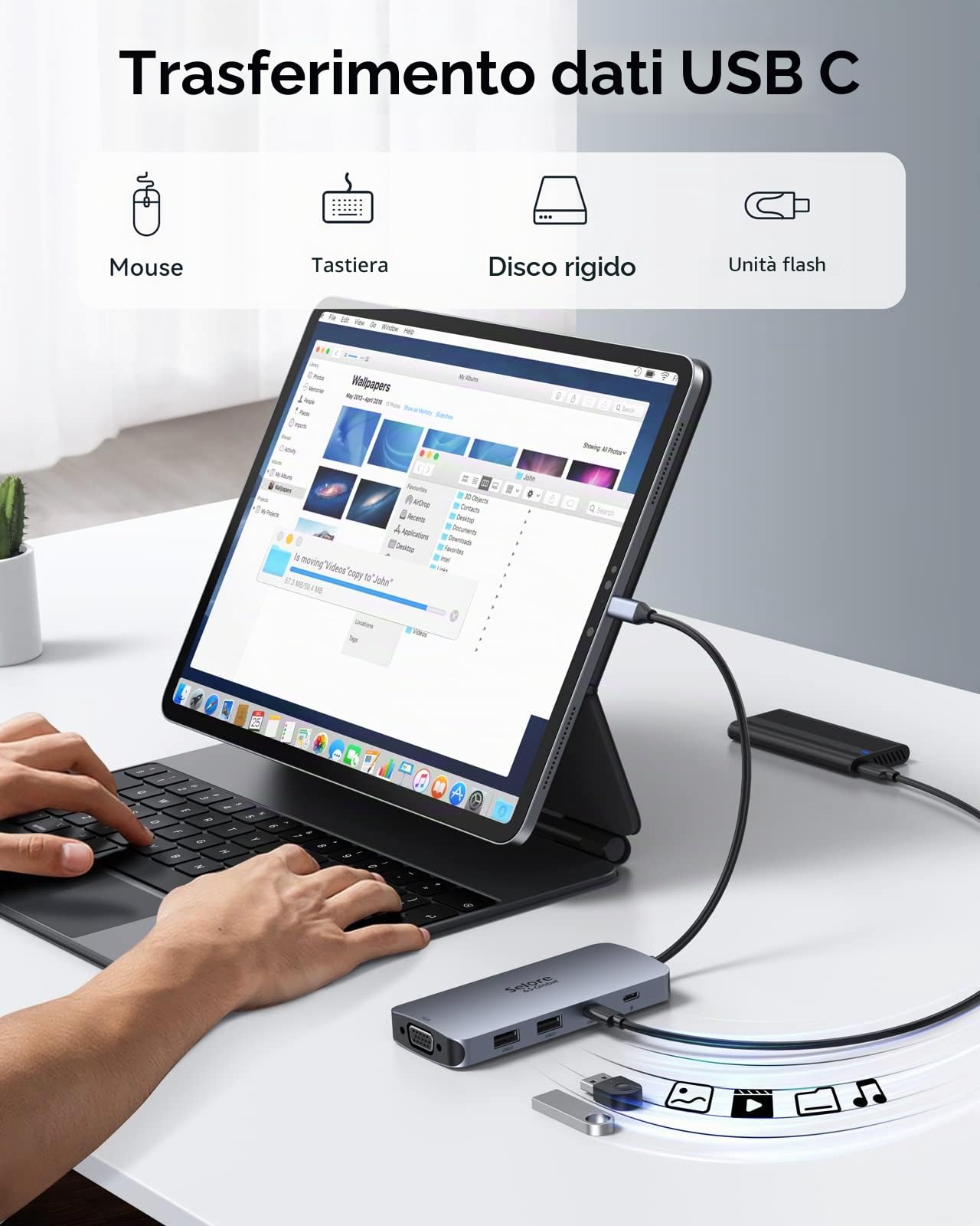 Docking station USB C 2 HDMI DP VGA 8 in 1 Adattatore Hub Multi Monitor per Laptop con Doppio 4K HDMI DP VGA PD100W USB 2.0 USB C Dati per Dell Lenovo Yoga Thinkpad Huawei