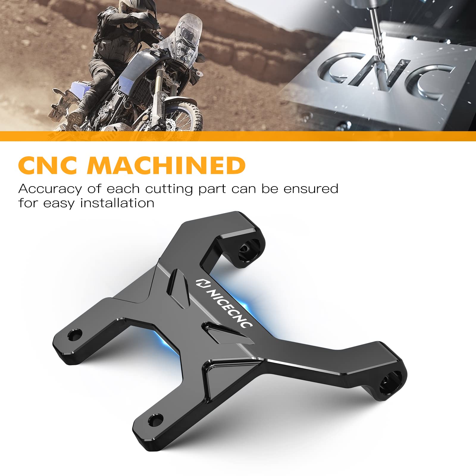 NICECNC Estabilizador de Tablero Negro antivibración Compatible with Yamaha Tenere 700 XTZ700 2019-2024, no es Compatible with Pantalla TFT Digital, aleación de Aluminio