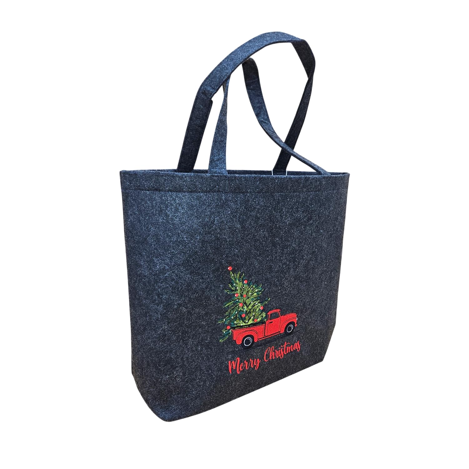 Filztasche, Shopper aus Filz, nostalgischer roter Weihnachts-Truck, 49x39x13,5 cm
