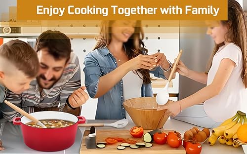 Miniatura 7 de TeamFar Juego de 6 utensilios de cocina de silicona con asas de madera para cocinargirarservirmezclar, herramientas de cocina resistentes al calor