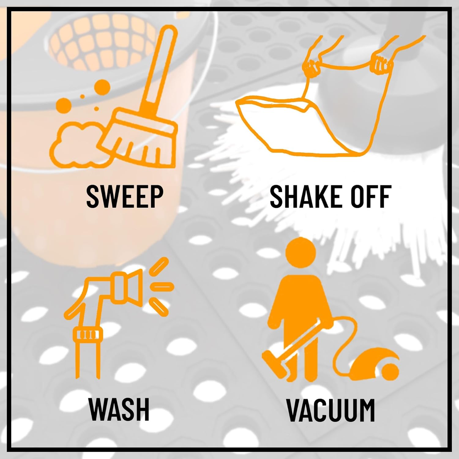 Ottomanson Heavy Duty Rubber Floor Mat – Non-Slip, Waterproof, Easy to Clean – Anti-Fatigue Mat for Commercial Kitchens, Restaurants, Workshops – Oil Resistant, Hose Washable – 36" x 36", Black - Image 5