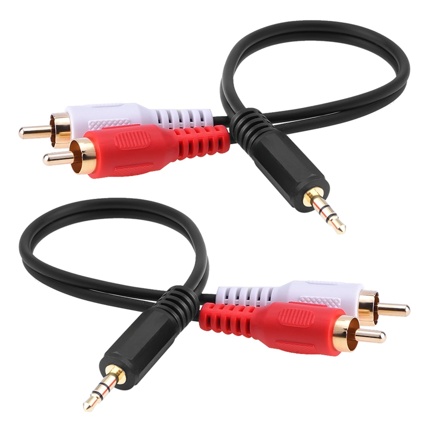 EBOOT 2 Pack 3.5mm Aux Cable 6 Inch Male Stereo Audio Cord Y Cable Adapter for Connects Smartphone, Tablet, HDTV