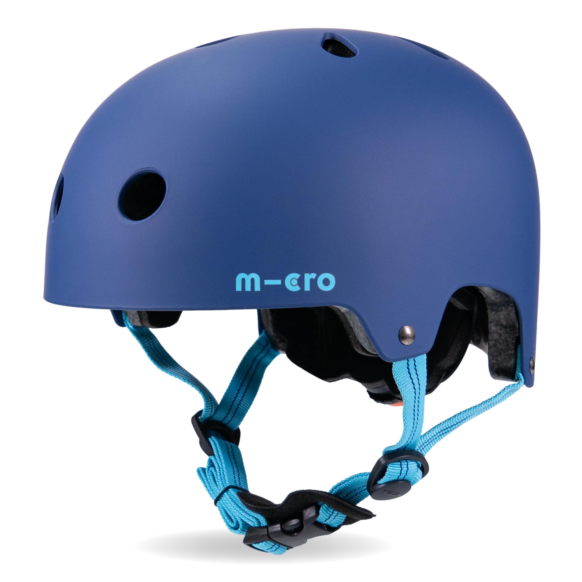 Micro Scooter | Bike/Scooter Deluxe Kids Helmet | Kids Bike Accessories | LED Rear Light | Protective Chin Strap | Inner Padding | Adjustable Strap & Sizing Wheel | Small (48-54cm) | Matt Navy