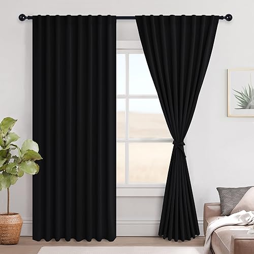 Miniatura 131 de Hiasan Cortinas opacas blancas extra anchas para dormitorio, cortinas opacas térmicas extra anchas de 72 pulgadas de largo, con pestaña trasera,