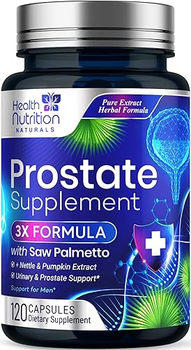 Suplementos para la salud de la próstata para hombres, potente fórmula 3X con palma enana, ortiga, extracto de semilla de calabaza, embotellado en