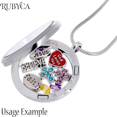 Miniatura 6 de RUBYCA Venta al por mayor encantos flotantes lote para DIY cristal Living Memory Locket Mix Silver Gold Color, Zinc, cristal