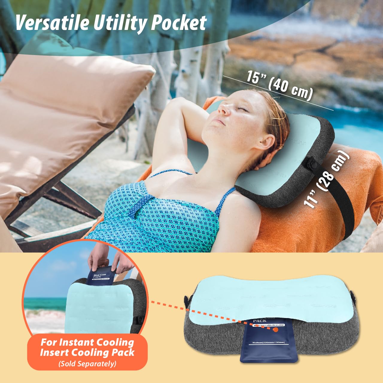 3 Cuscini Gonfiabili Da Campeggio - Compribili, Per Viaggio, Spiaggia E Escursioni, Grigio - Foto 6