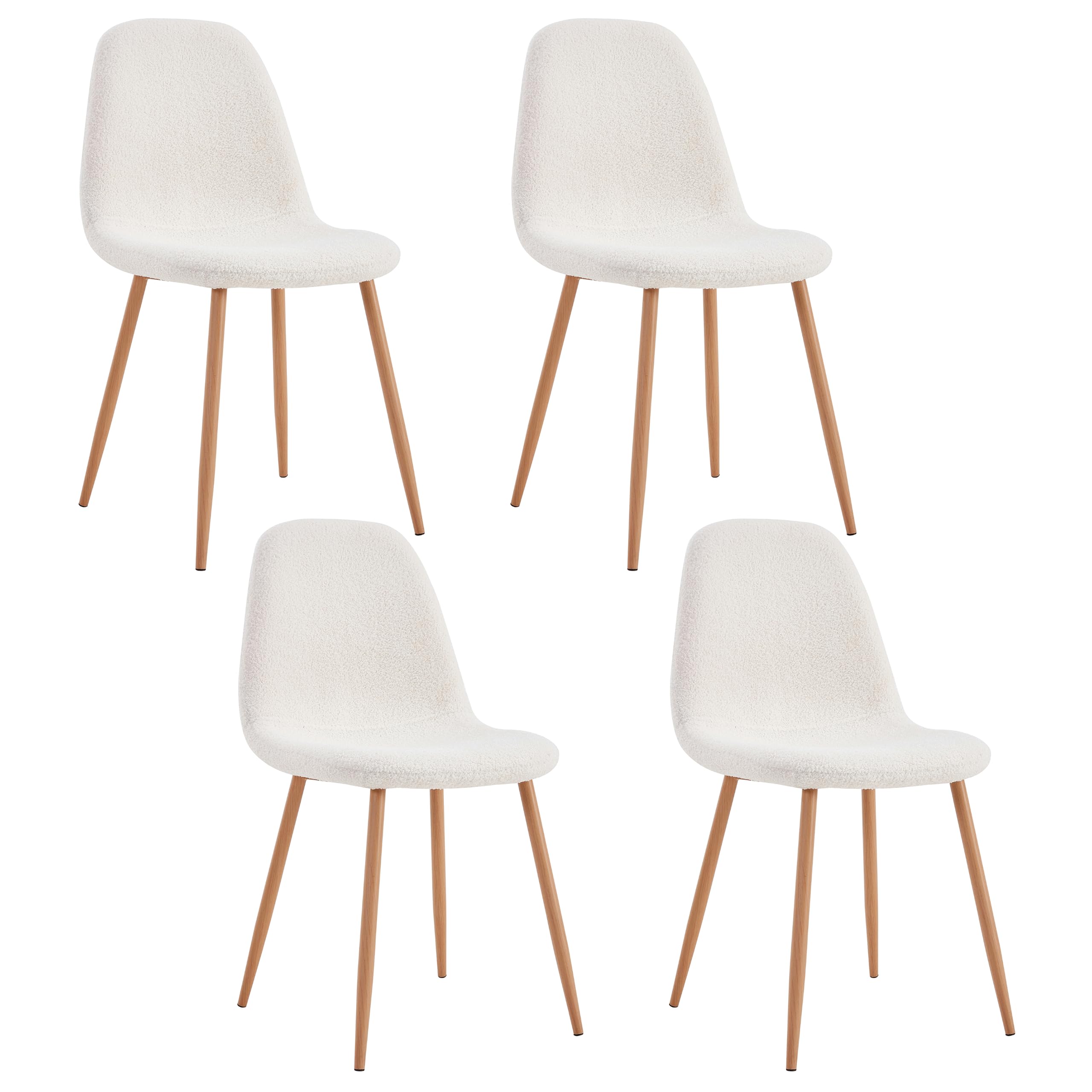 HOME DECO FACTORY Lot de 4 Chaises Bouclette Freya Salle à Manger Blanc