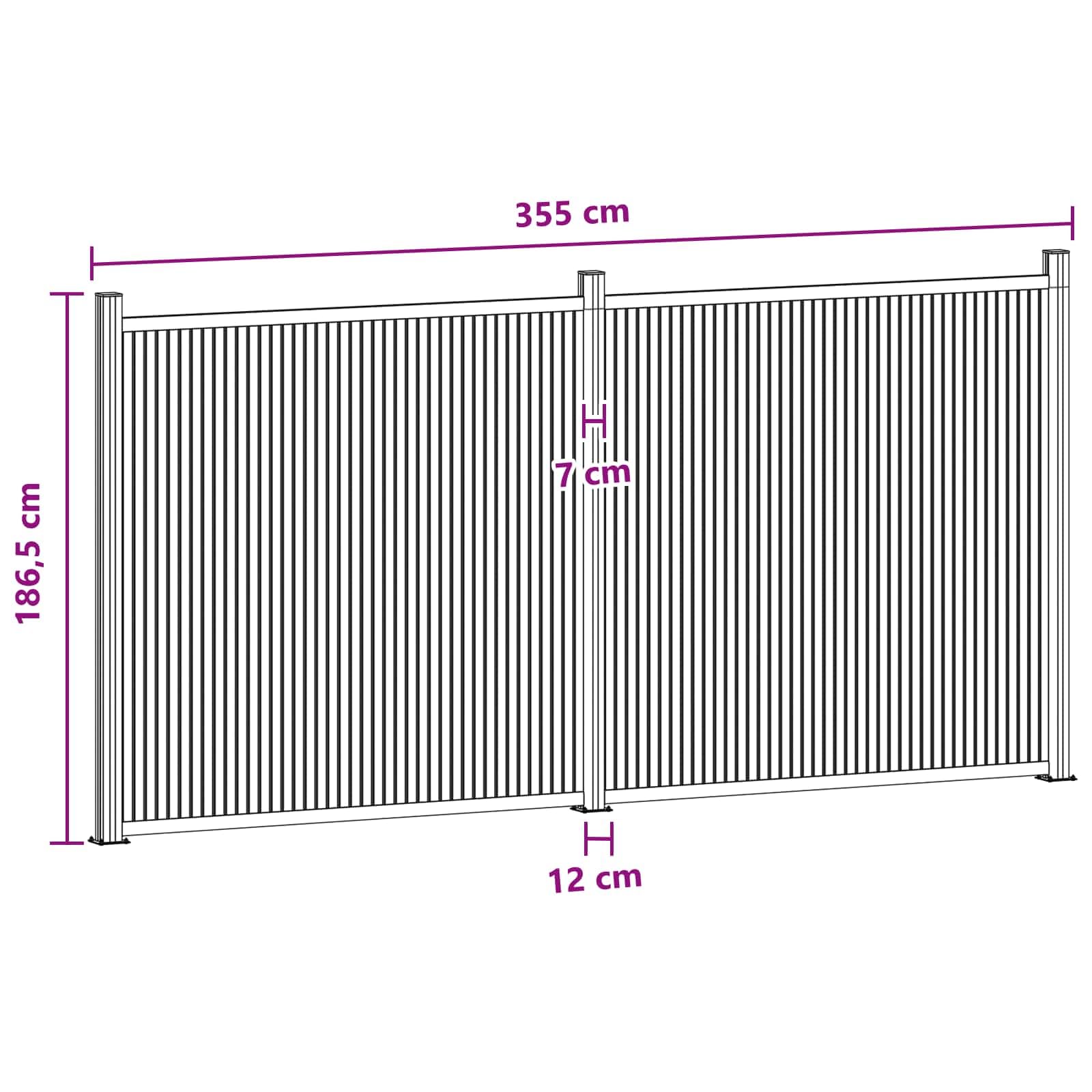 Panneau de clôture extérieur 2 pcs en WPC et aluminium noir, résistant aux intempéries, facile à assembler, idéal pour jardin, terrasse ou piscine, durable et stable