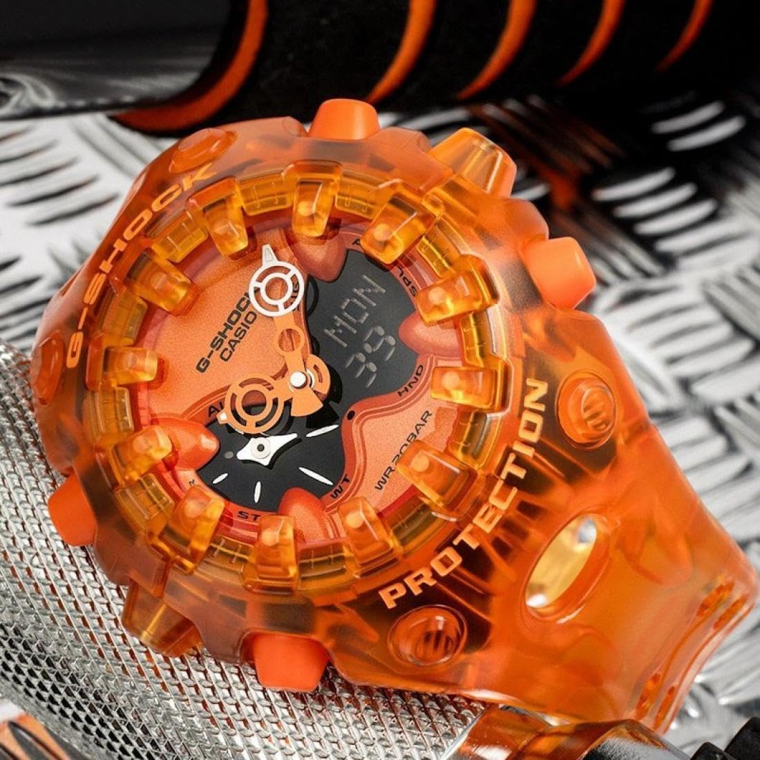 Casio G-Shock GA-V01SKE-4AER Orologio Uomo Arancione | Analogico-Digitale, WR 20BAR