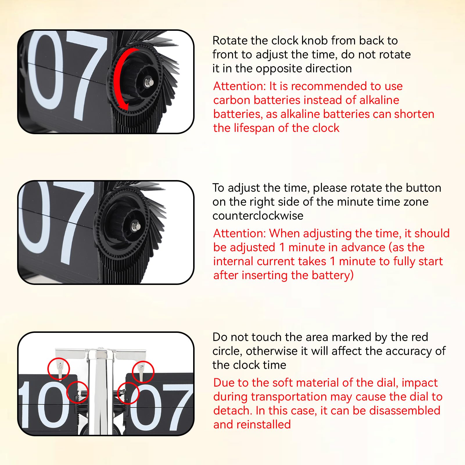 HERCHR Flip-Schreibtischuhr, Retro-Digital-Flip-Down-Uhr, Edelstahl Automatische Mechanische Uhr mit Großen Zahlen, Retro-Flip-Uhr, Batteriebetriebene Flippinguhr für Home & Office