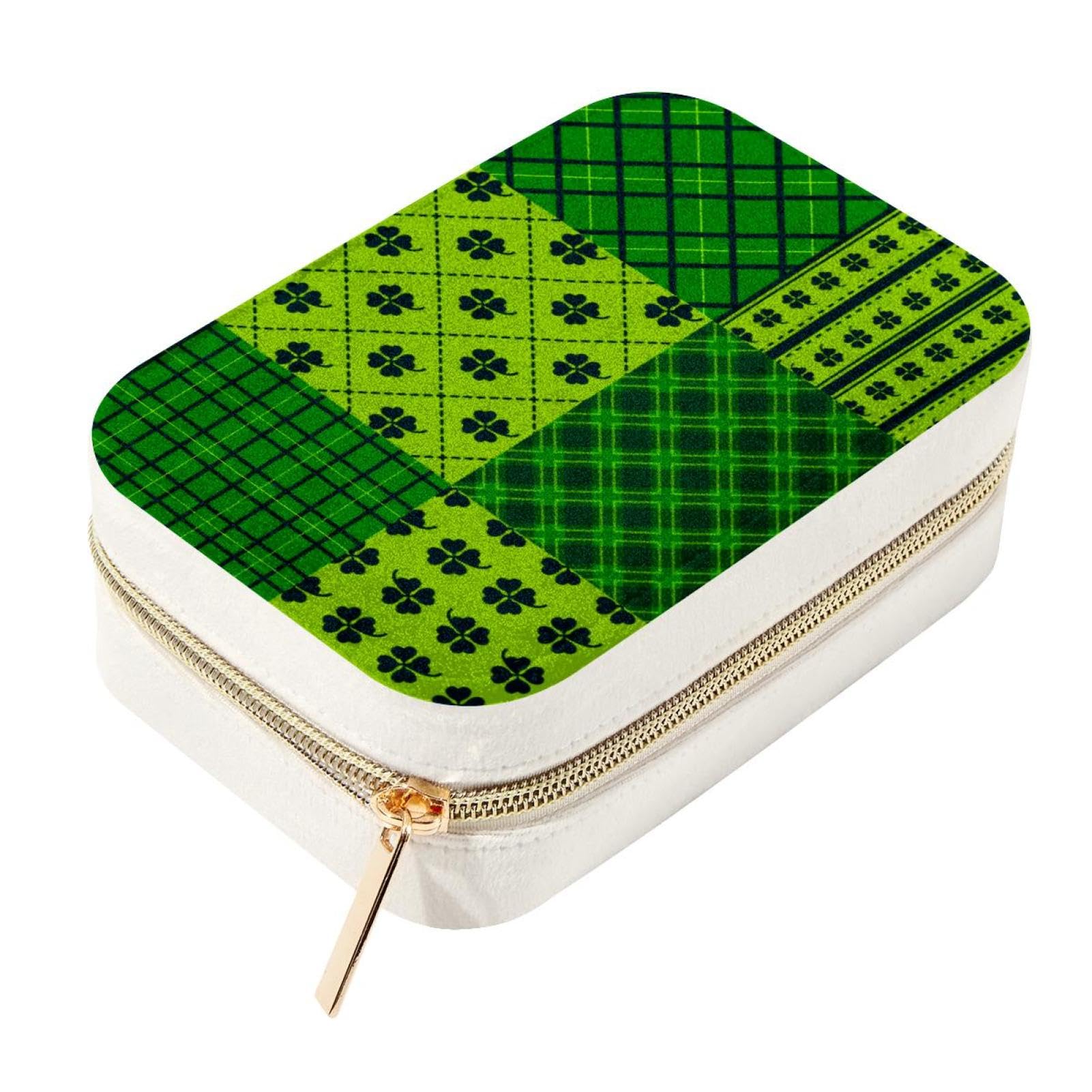 Joyero de viaje de terciopelo a cuadros portátil para organizar tus collares en la maleta