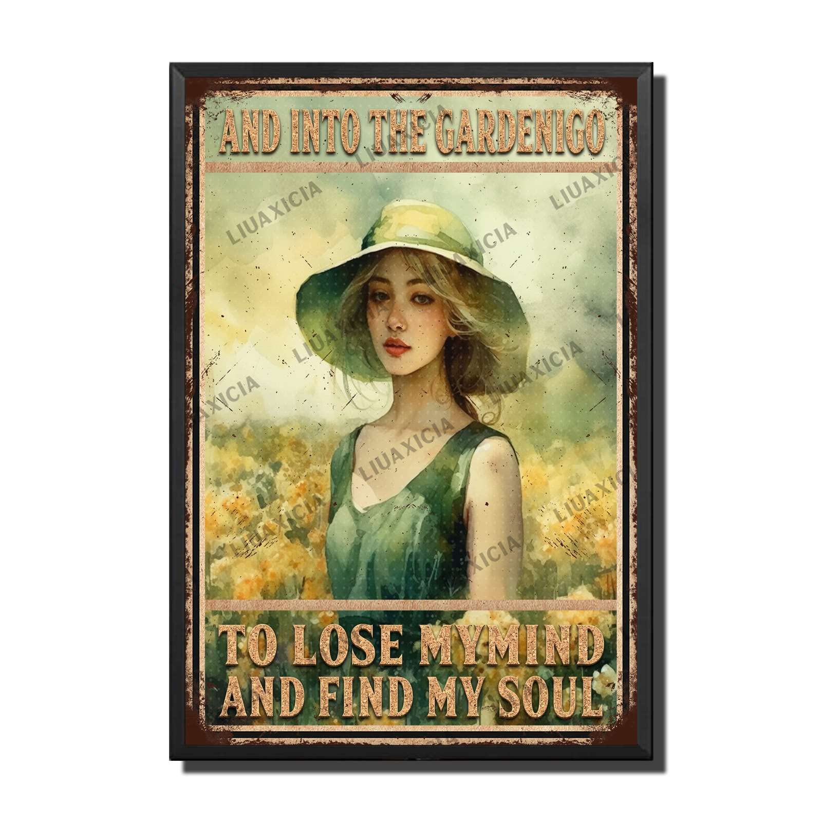 peiyeety Metal Tin Sign And Into The Garden I Go Vintage Decorative Wall Art,Retro Gardening Rustic Plaque for Home Living Room Bedroom Garden Patio,12x16 Inch