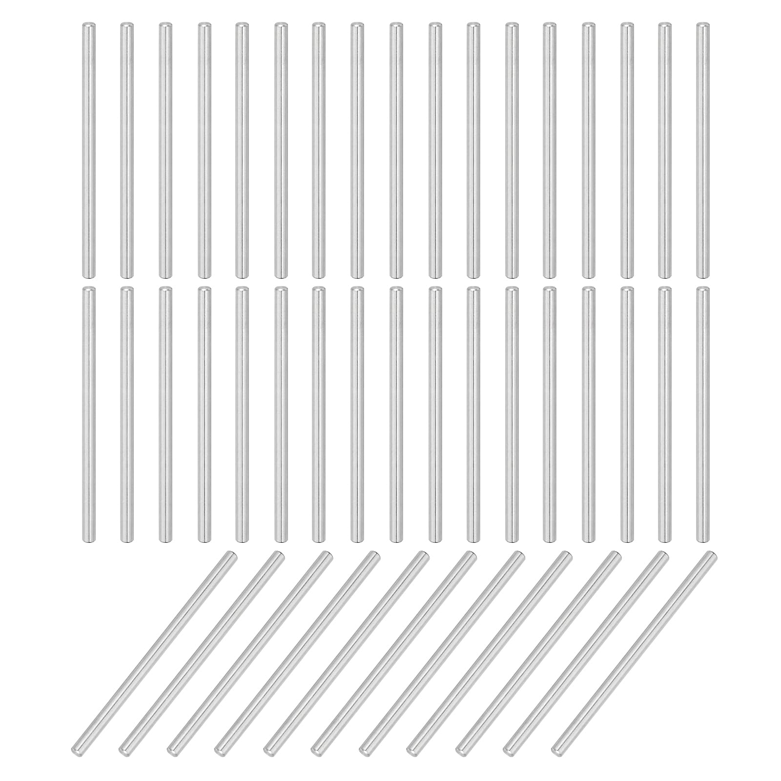 QUARKZMAN 66pz 3mm x 60mm, Cilindrica Perno in 304 Acciaio Inox, Spina Centraggio, Perno di Supporto in Metallo, Perni per Produzione Meccanica Industria Installazione Mobili, Argento