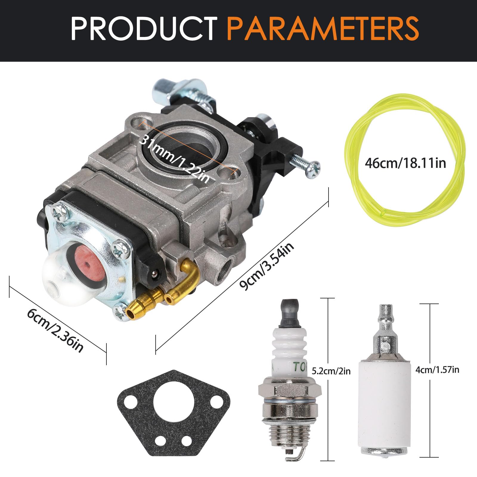 Carburatore decespugliatore 52cc 49cc 43cc kit completo tosaerba motosega