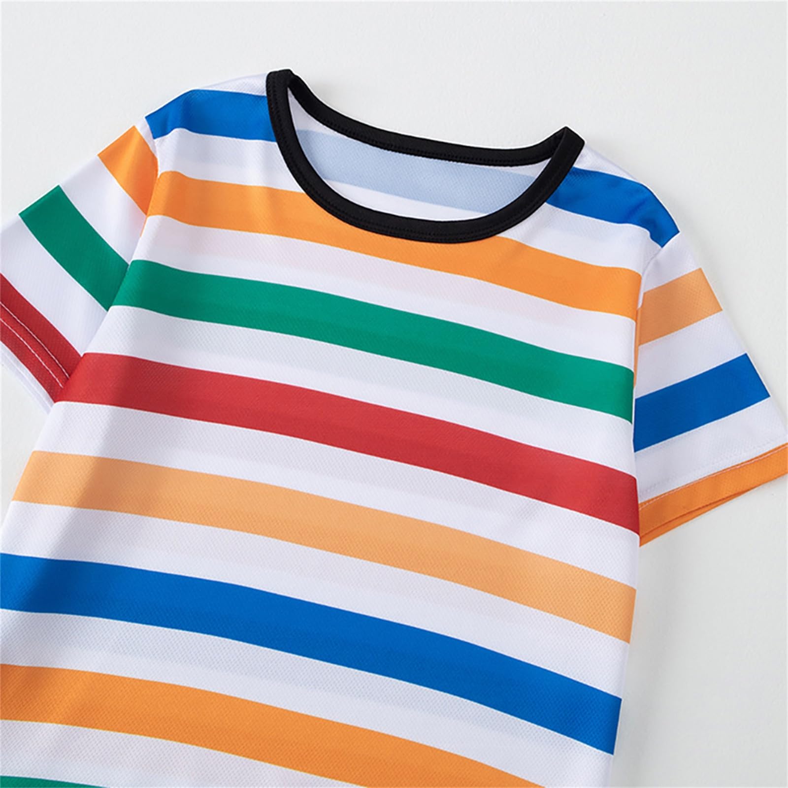 Boys Girls 4 Pack Athletic T Shirts Kids Short Sleeve Striped Mesh Shirt Summer Crewneck Outdoor Graphic Top 4-13 Years - 2