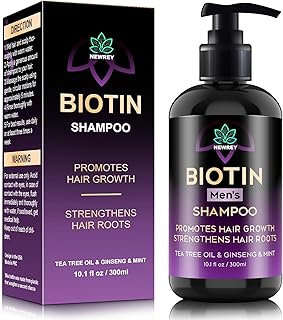 Biotin Hair Growth Shampoo for Men (10.1 fl oz), Thickening Shampoo with Tea Tree Oil, Ginseng and Mint for Hair Loss and Thinning Hair, Hair Regrowth Treatment