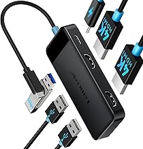 Lemorele USB C Hub Docking Station for Laptop, 6-in-1 Dual Display Adapter with 4K Dual HDMI for MacBook Pro, MacBook Air, HP, Dell, Surface, Windows