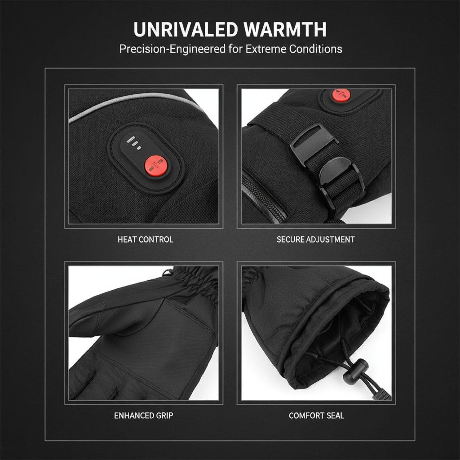 Guantes térmicos para hombre con batería recargable de 4000 mAh, guantes de invierno de calentamiento eléctrico para esquí, dedos compatibles con pantalla táctil, 3 niveles de calor, calefacción