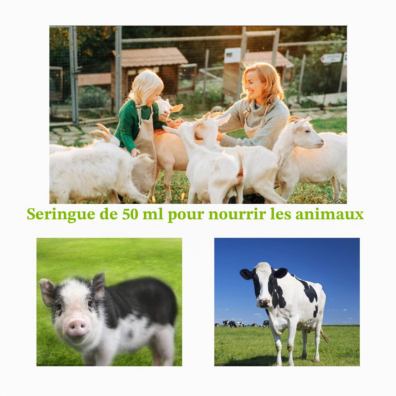 Cuyacili 50ml Seringue pour Animaux de Compagnie en Métal avec Tube Médecine Distributeur Pet Pill Dispenser Réutilisable pour Chat Chien Oiseau