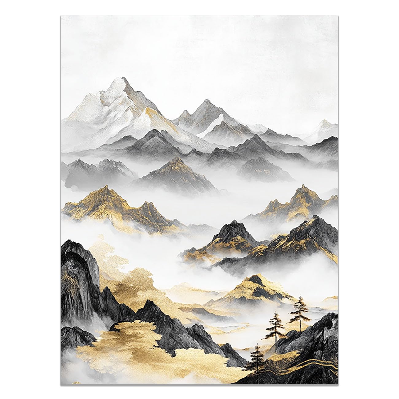 HUYEEI Landscape Poster, Mountain landscape painting, paintings wall art, Suitable for living room etc.(white)-20x30cm Unframed