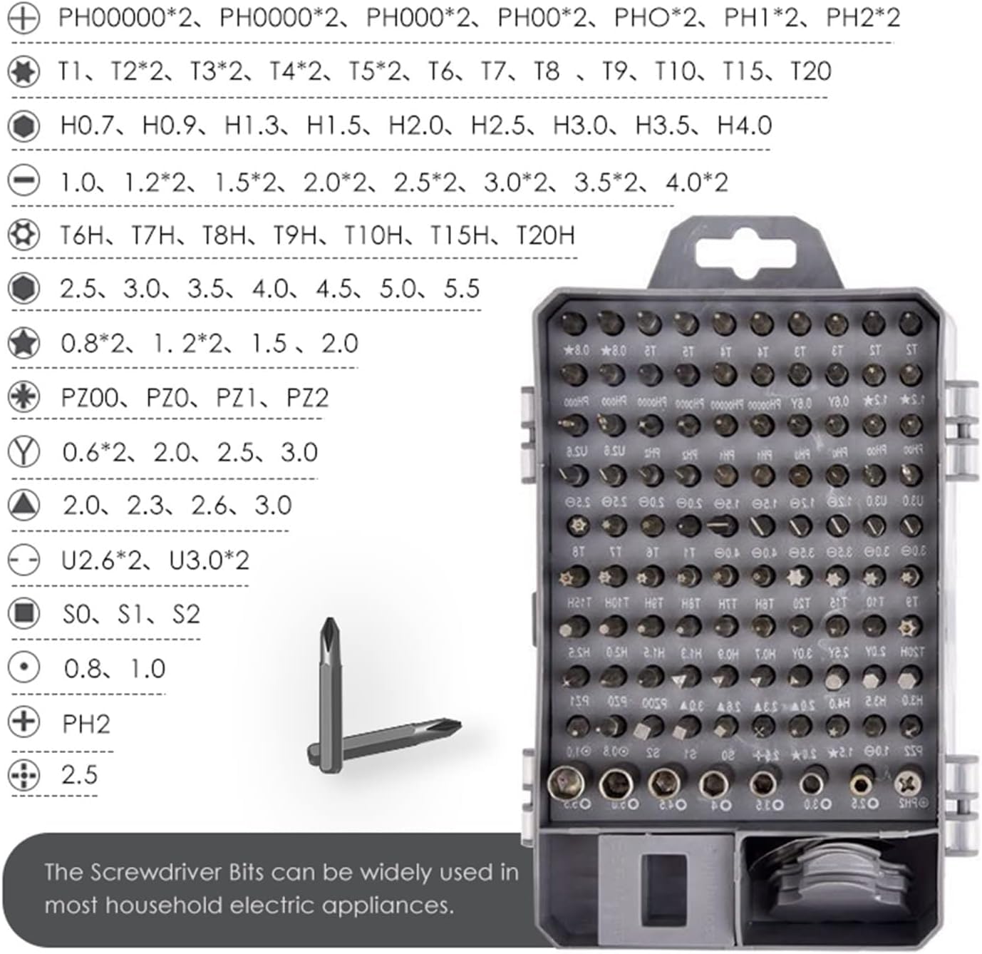 Juego de destornilladores magnéticos, kit de herramientas de reparación 115 en 1, brocas multiherramienta para laptop, teléfono, reparación de relojes, ideal para bricolaje, manitas, propietarios de