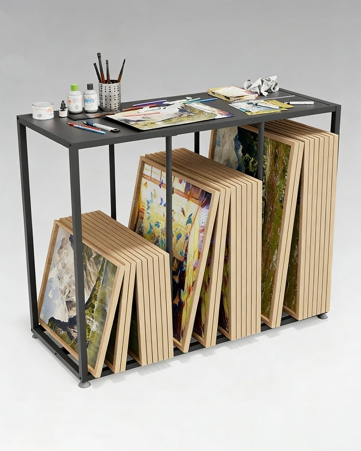 le Karton Sto Cart für Kunstbedarf – 2-stöckiger Nizer für Farben und Leinwand, tragbarer Versandkarton, Sto Rack, perfekt für Künstler und Bastler