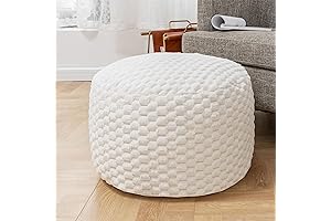 Round Stuffed Pouf Ottoman: Comfy Foot Rest for Your Living Room
